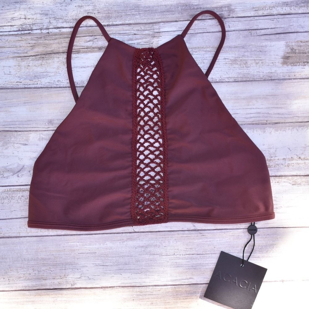 Acacia Swim Merlot MALIBU Crochet Bikini Top
